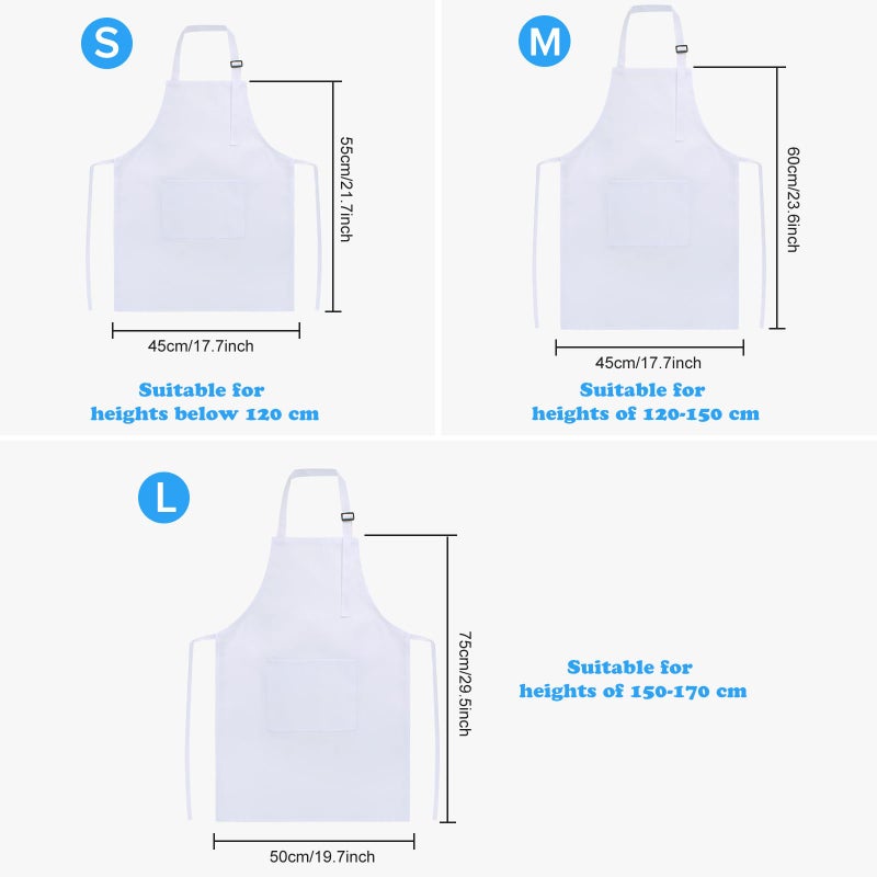 SUNLAND Kids Apron And Hat Set Children Chef Apron For Cooking Baking Painting White(M:6-12 Years) - Image 3
